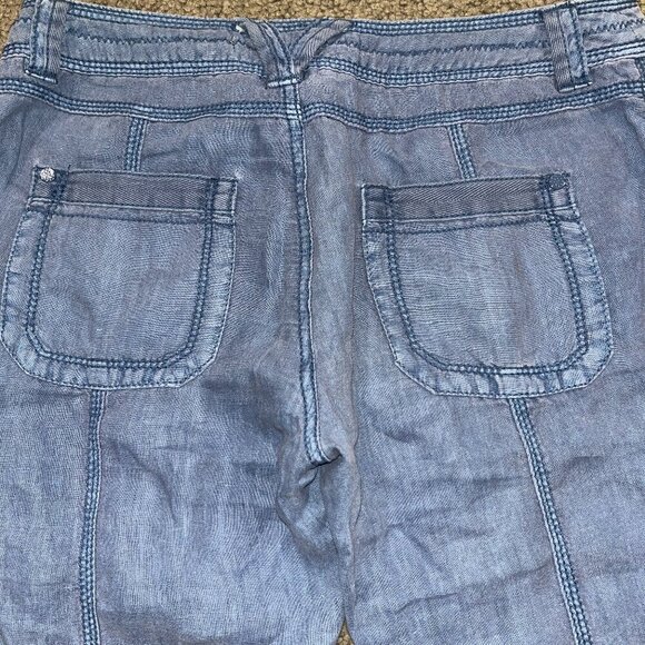 Anthropologie MARRAKECH Women's 100% Linen Cargo Joggers Sky Blue -EUC - Size 26 - Picture 7 of 14